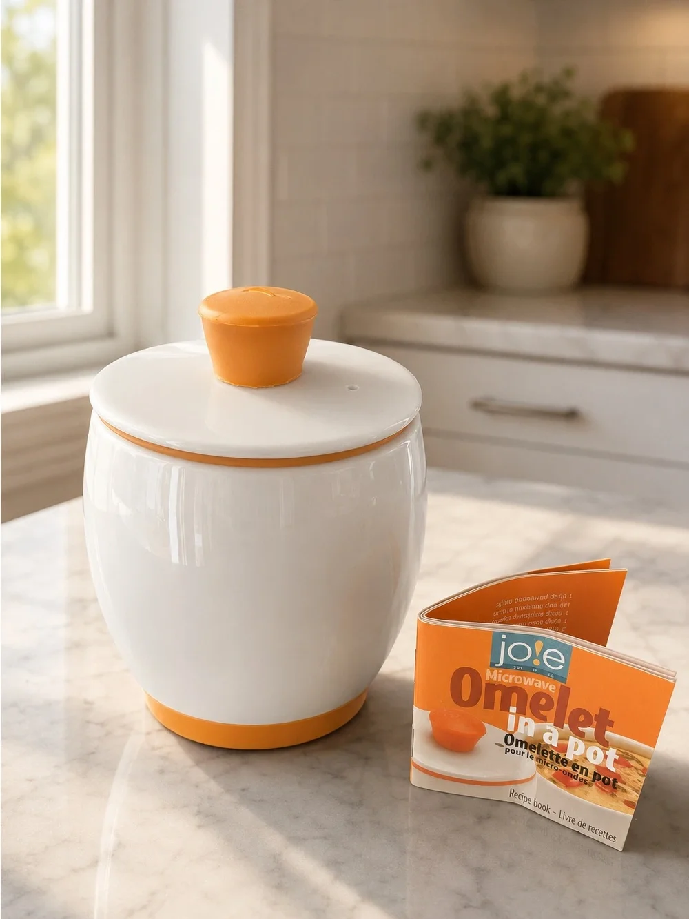 Joie Microwave Omelet in a Pot White Ceramic Egg Cooker
